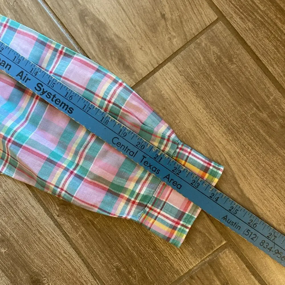 Vintage RALPH LAUREN Oxford 100% Cotton Plaid Long Sleeve Short Size Large